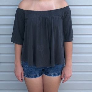 Gray Off The Shoulder Top